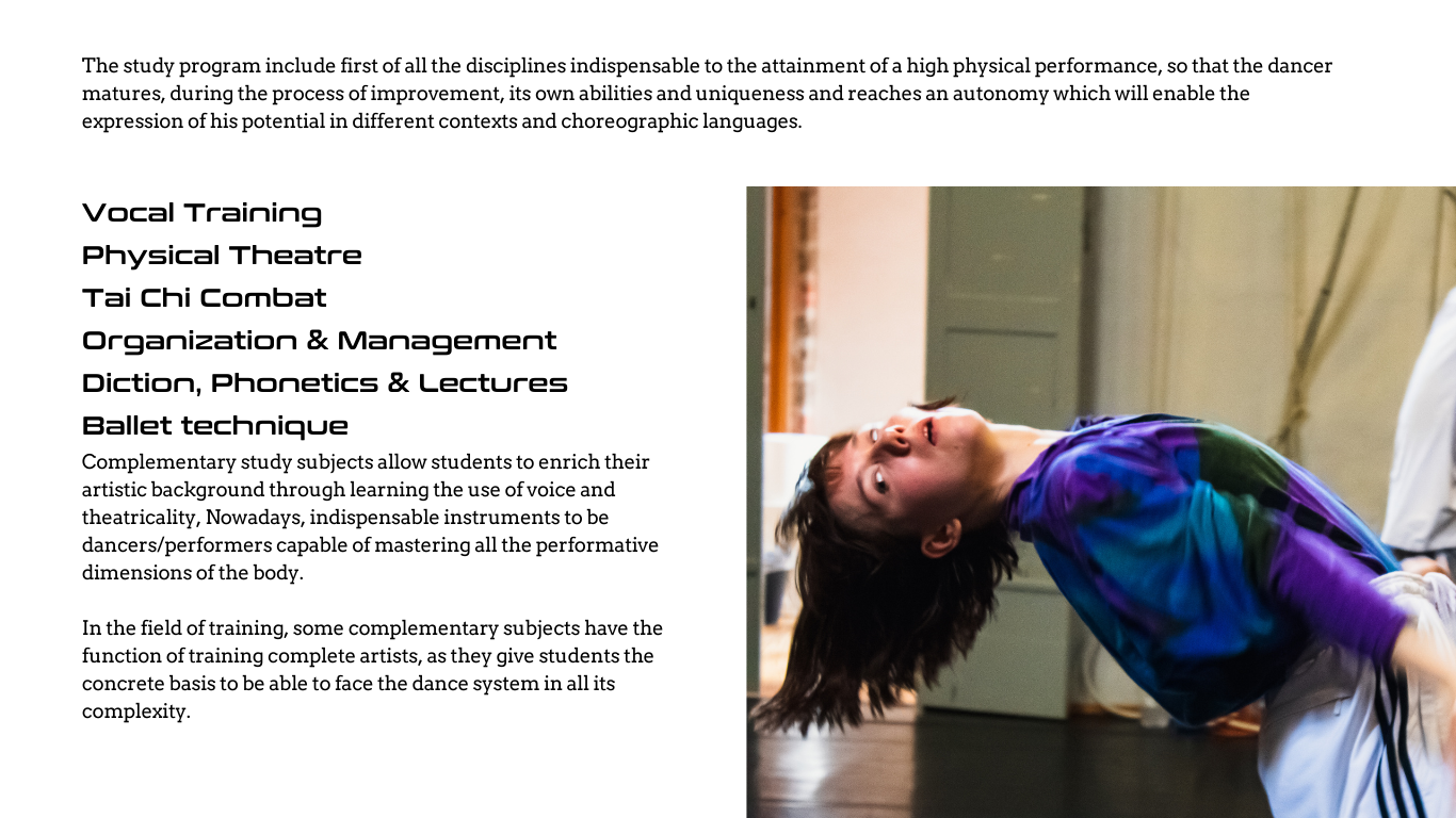 complementary subjects - specific dance program