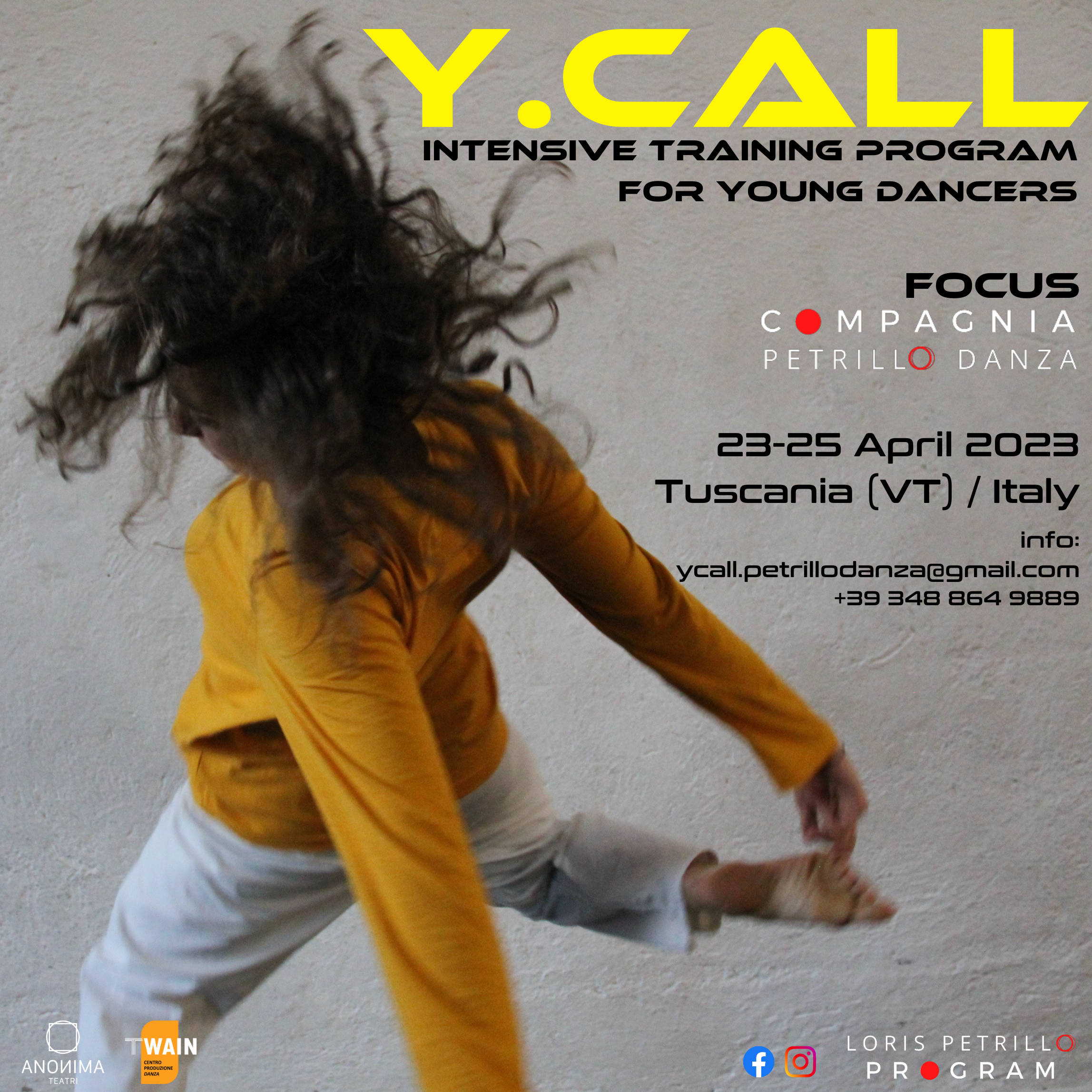 ycall intensive training program for young dancers - percorso di approfondimento in danza contemporanea nel cuore del lavoro del coreografo Loris Petrillo